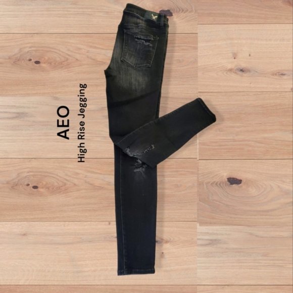 American Eagle Outfitters- Hi-Rise Jegging Super-Super Stretch-Black - Picture 2 of 16